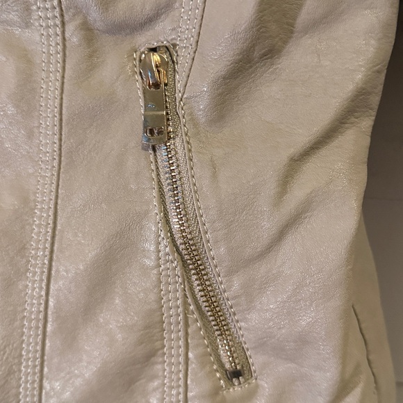 Vegan Leather Moto Fitted Jacket Women's Grey - Picture 10 of 10